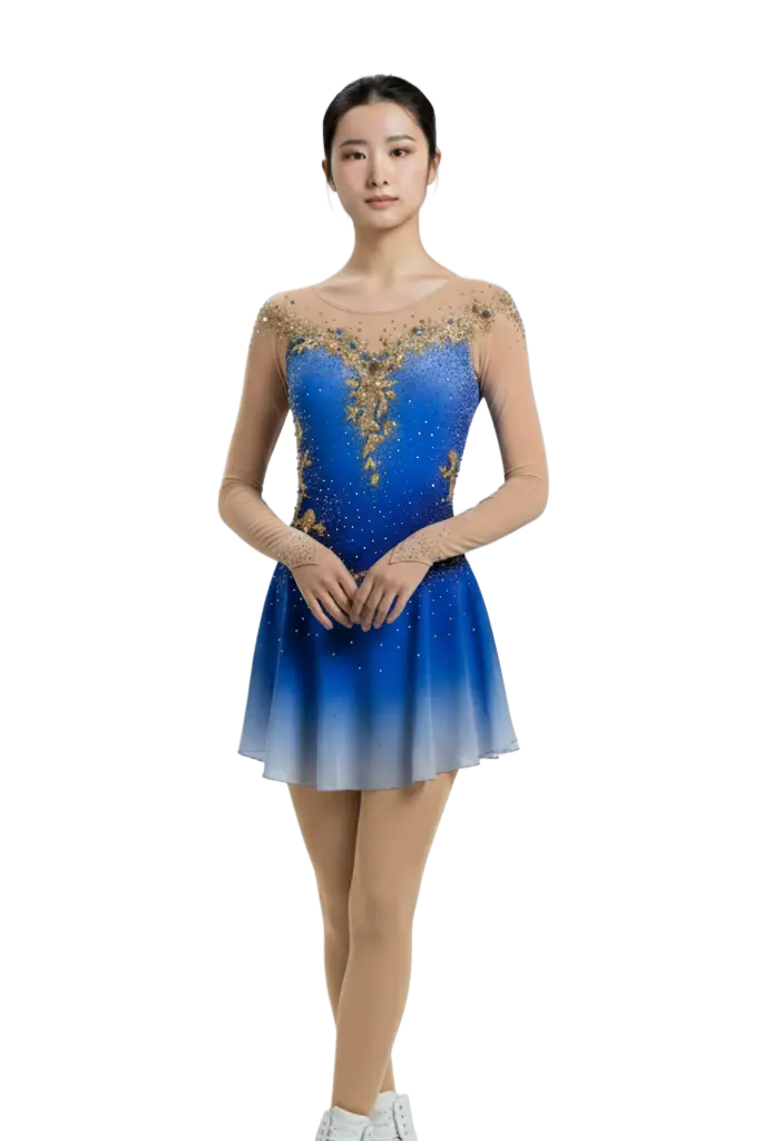 Blue Sky Competition Figure Skating Dress rhinestone embellished by Lexinie Sport