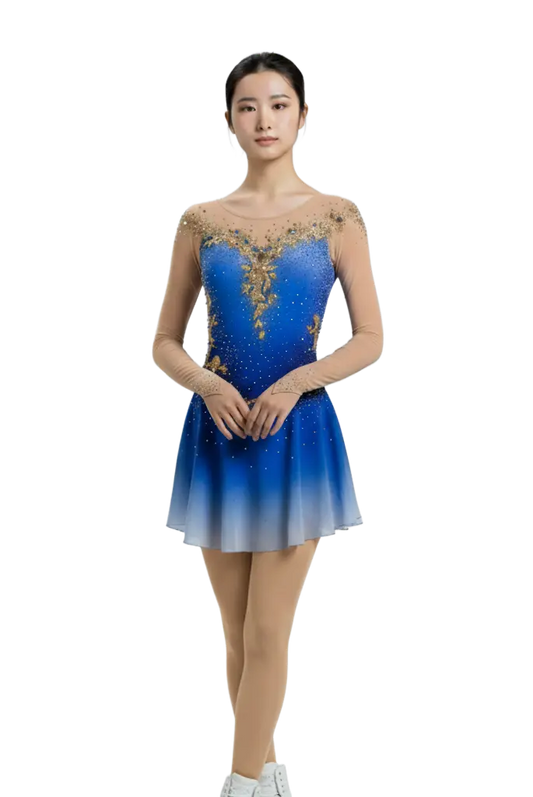Blue Sky Competition Figure Skating Dress rhinestone embellished by Lexinie Sport