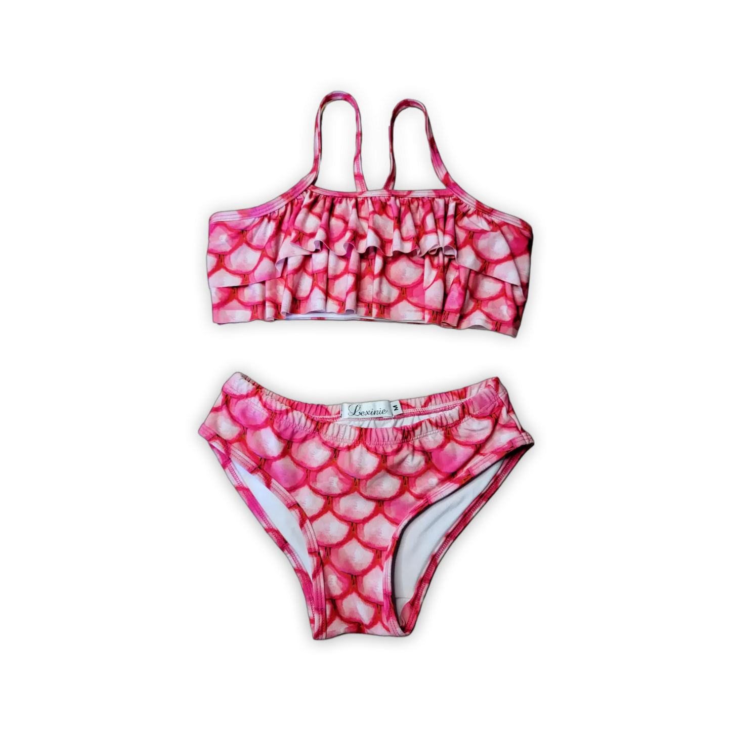 Pink Lotus girls bikini set floral two-piece kids swimsuit pink swimwear by Lexinie Sport