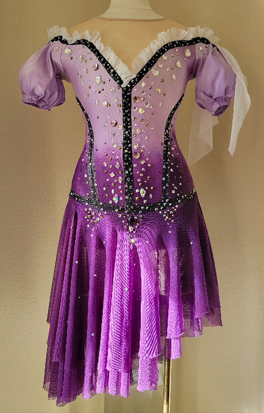 Purple rhinestone figure skating dress front view