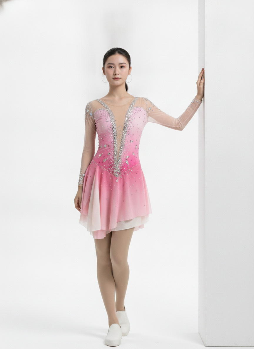 Pink Lotus figure skating dress wall display — Lexinie Sport