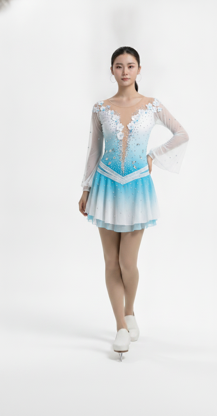 White figure skating competition dress — Lexinie Sport