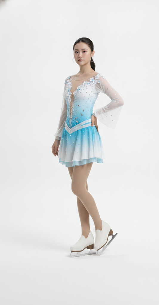 White figure skating dress side view — Lexinie Sport