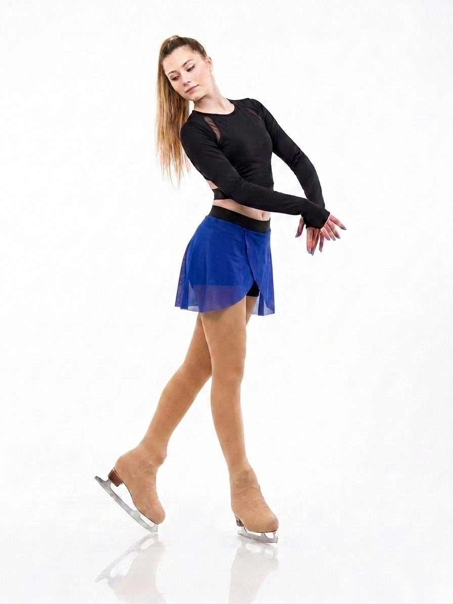 Royal blue overlap skating practice skirt — Lexinie Sport
