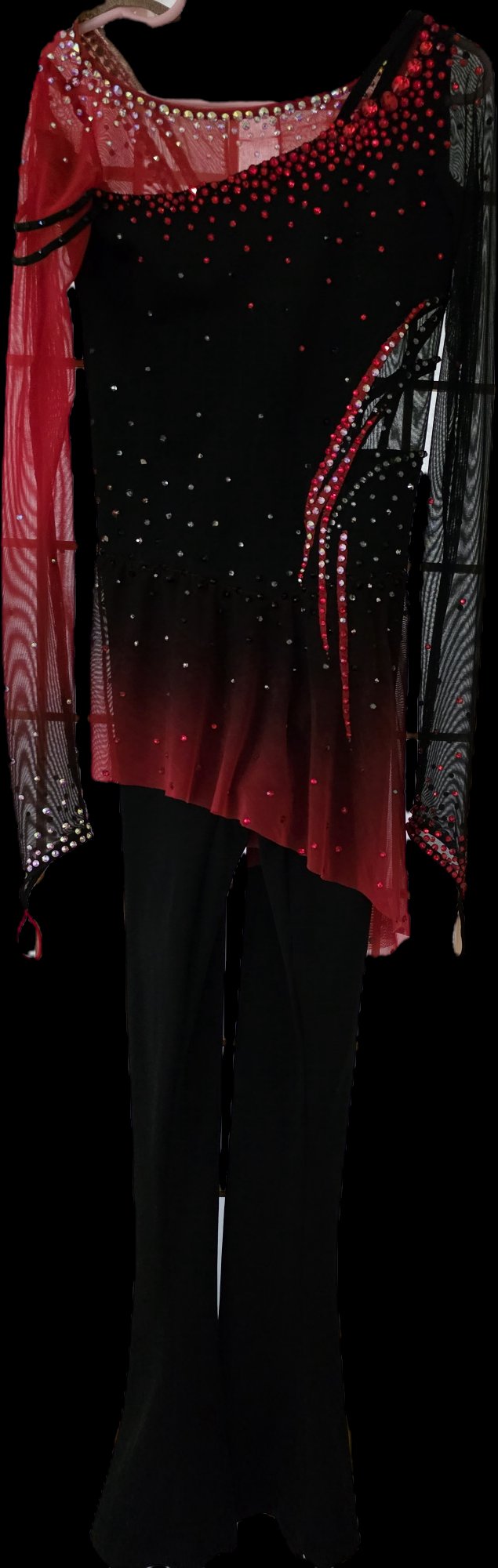 Red and black figure skating dress — custom competition costume by Lexinie Sport