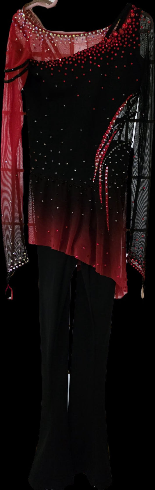 Red and black figure skating dress — custom competition costume by Lexinie Sport