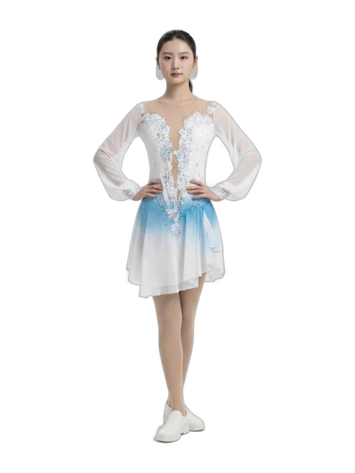 White Bernice Figure Skating Competition Dress | Custom Design | Lexinie Sport
