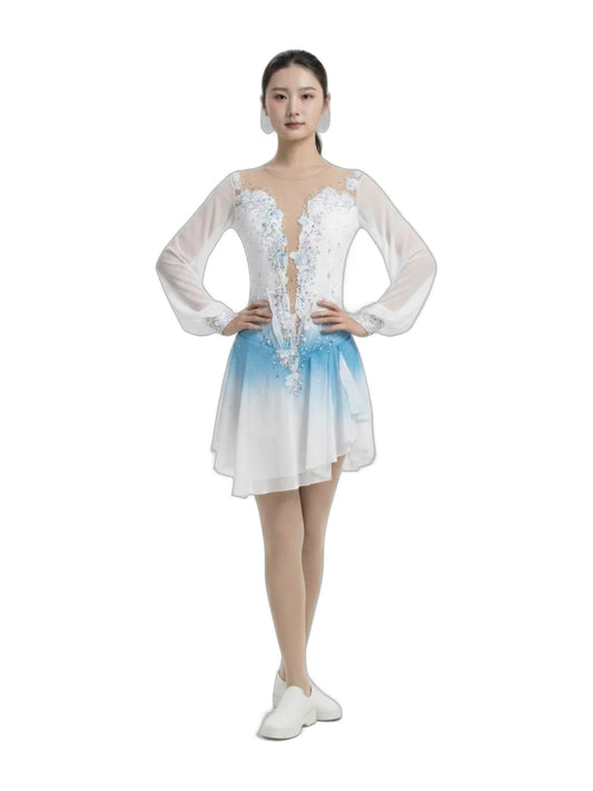 White Bernice Figure Skating Competition Dress | Custom Design | Lexinie Sport